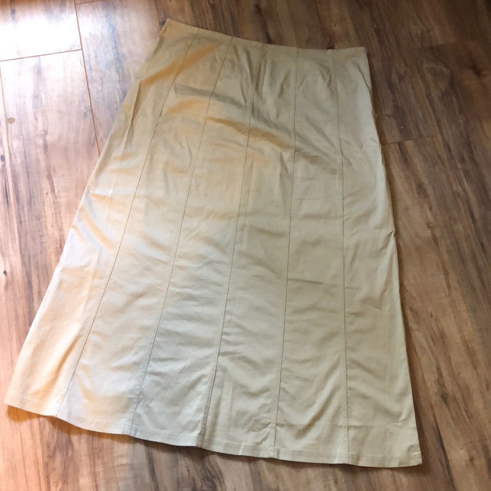 Extra long paneled khaki skirt